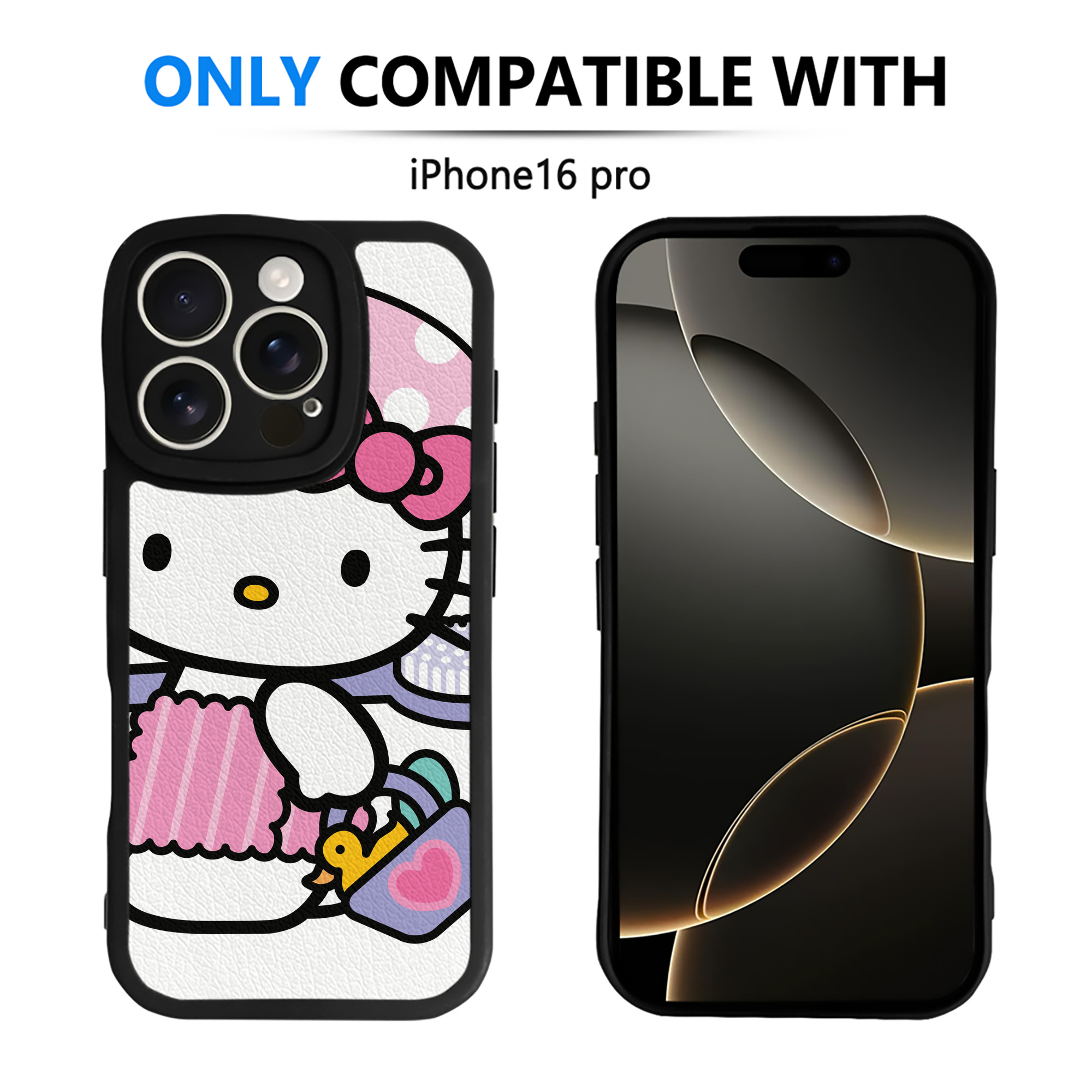 （画像用） Hello Kitty ハローキティ 【iPhone 16シリーズ対応】シリコンスマホケース（レザー調） 材質：シリコン